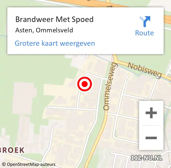 Locatie op kaart van de 112 melding: Brandweer Met Spoed Naar Asten, Ommelsveld op 20 december 2021 16:46