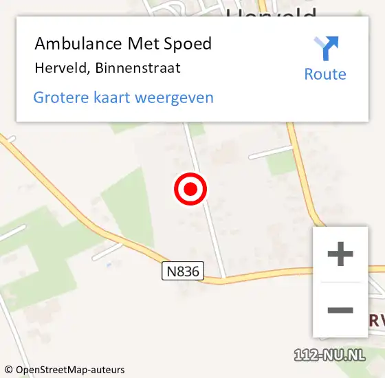 Locatie op kaart van de 112 melding: Ambulance Met Spoed Naar Herveld, Binnenstraat op 20 december 2021 16:57