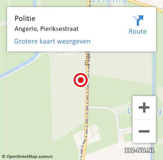 Locatie op kaart van de 112 melding: Politie Angerlo, Pieriksestraat op 20 december 2021 17:57