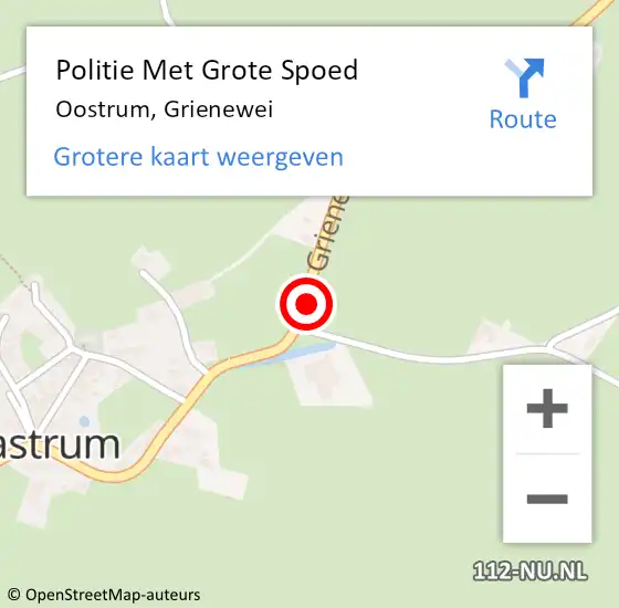 Locatie op kaart van de 112 melding: Politie Met Grote Spoed Naar Oostrum, Grienewei op 20 december 2021 18:03