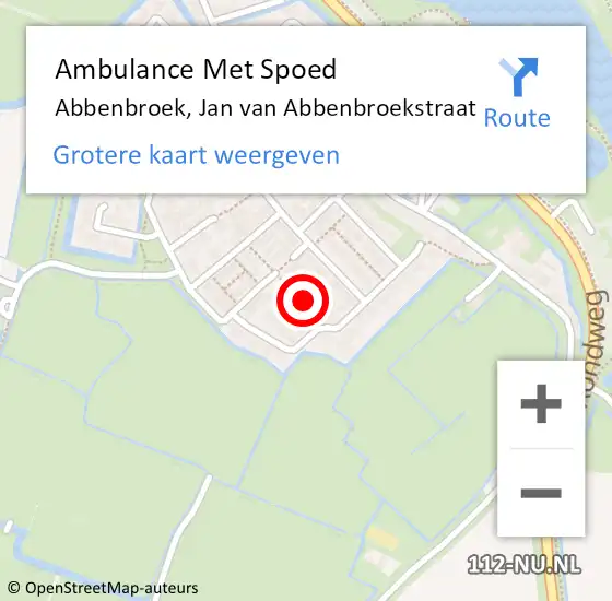 Locatie op kaart van de 112 melding: Ambulance Met Spoed Naar Abbenbroek, Jan van Abbenbroekstraat op 20 december 2021 18:09