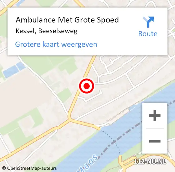 Locatie op kaart van de 112 melding: Ambulance Met Grote Spoed Naar Kessel, Beeselseweg op 20 december 2021 18:15