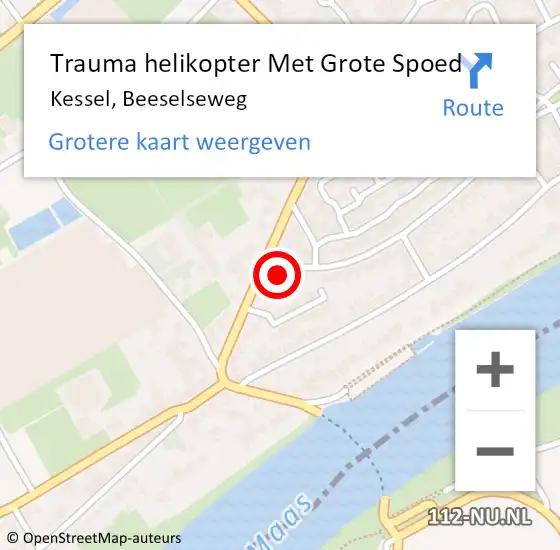 Locatie op kaart van de 112 melding: Trauma helikopter Met Grote Spoed Naar Kessel, Beeselseweg op 20 december 2021 18:16