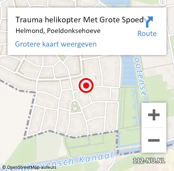 Locatie op kaart van de 112 melding: Trauma helikopter Met Grote Spoed Naar Helmond, Poeldonksehoeve op 20 december 2021 18:17