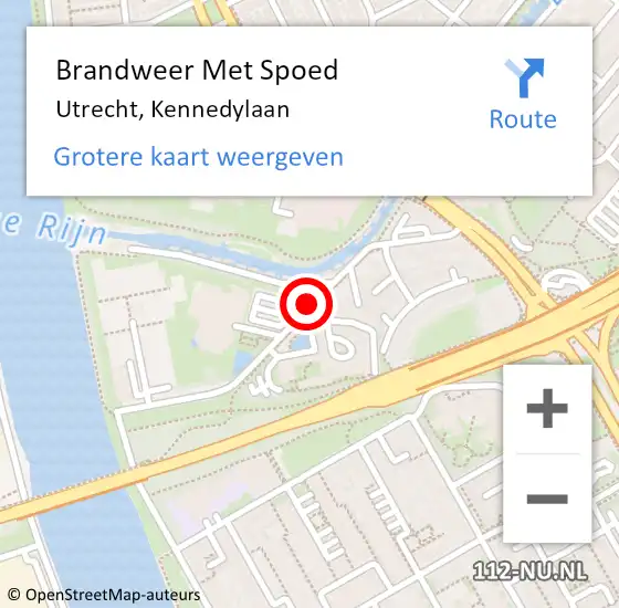 Locatie op kaart van de 112 melding: Brandweer Met Spoed Naar Utrecht, Kennedylaan op 20 december 2021 18:40