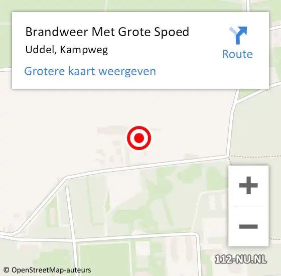 Locatie op kaart van de 112 melding: Brandweer Met Grote Spoed Naar Uddel, Kampweg op 20 december 2021 18:51