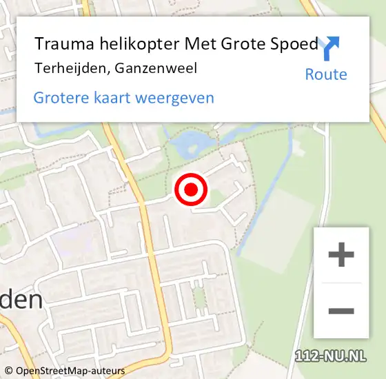 Locatie op kaart van de 112 melding: Trauma helikopter Met Grote Spoed Naar Terheijden, Ganzenweel op 20 december 2021 19:07