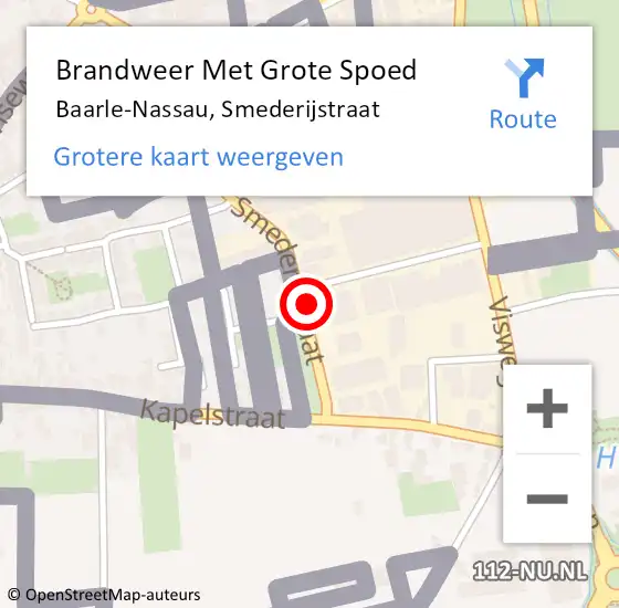 Locatie op kaart van de 112 melding: Brandweer Met Grote Spoed Naar Baarle-Nassau, Smederijstraat op 20 december 2021 19:17