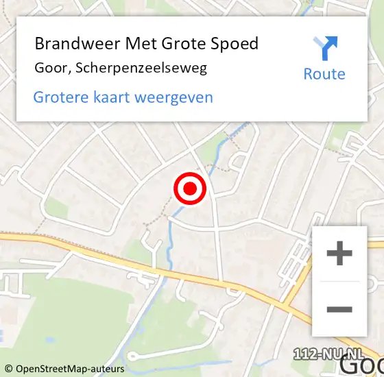 Locatie op kaart van de 112 melding: Brandweer Met Grote Spoed Naar Goor, Scherpenzeelseweg op 20 december 2021 19:21