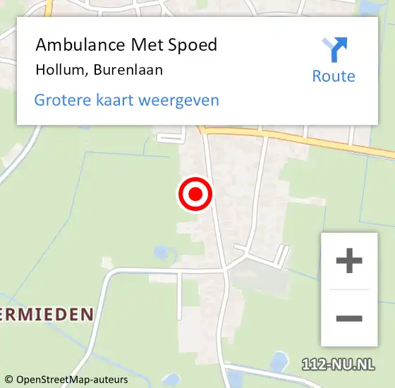 Locatie op kaart van de 112 melding: Ambulance Met Spoed Naar Hollum, Burenlaan op 2 juli 2014 21:43