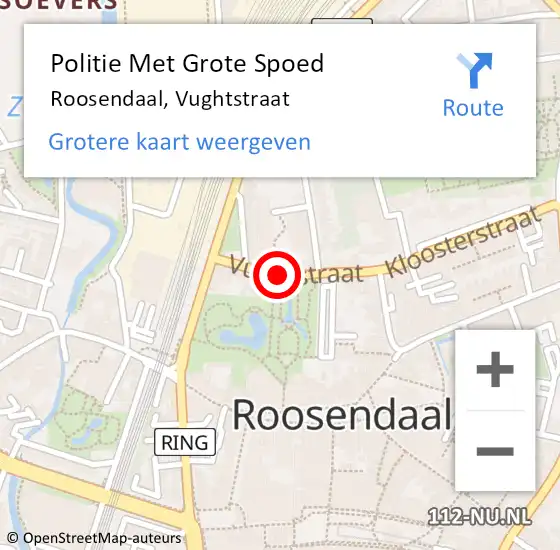 Locatie op kaart van de 112 melding: Politie Met Grote Spoed Naar Roosendaal, Vughtstraat op 20 december 2021 19:55