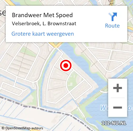 Locatie op kaart van de 112 melding: Brandweer Met Spoed Naar Velserbroek, L. Brownstraat op 20 december 2021 20:04