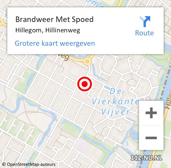 Locatie op kaart van de 112 melding: Brandweer Met Spoed Naar Hillegom, Hillinenweg op 20 december 2021 20:24