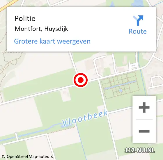 Locatie op kaart van de 112 melding: Politie Montfort, Huysdijk op 20 december 2021 20:38