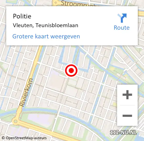 Locatie op kaart van de 112 melding: Politie Vleuten, Teunisbloemlaan op 20 december 2021 21:17