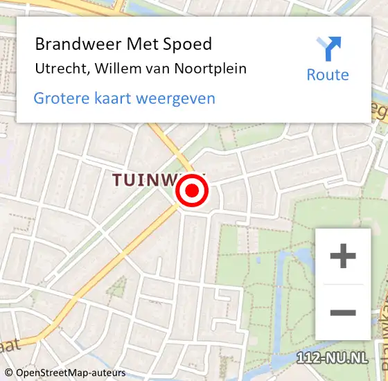 Locatie op kaart van de 112 melding: Brandweer Met Spoed Naar Utrecht, Willem van Noortplein op 20 december 2021 21:19