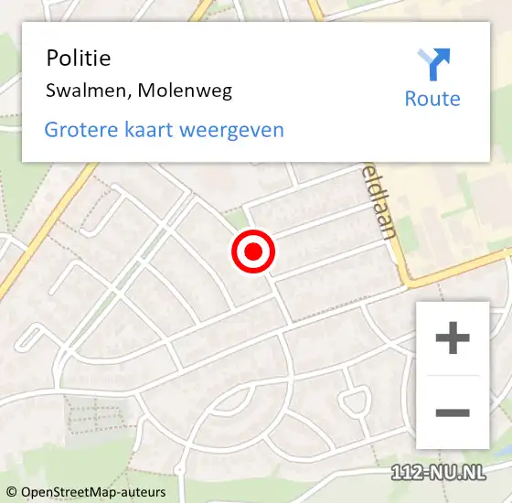 Locatie op kaart van de 112 melding: Politie Swalmen, Molenweg op 20 december 2021 21:23