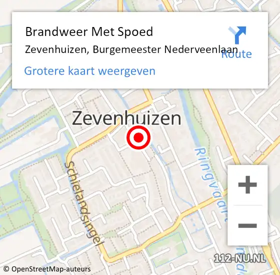 Locatie op kaart van de 112 melding: Brandweer Met Spoed Naar Zevenhuizen, Burgemeester Nederveenlaan op 20 december 2021 21:25