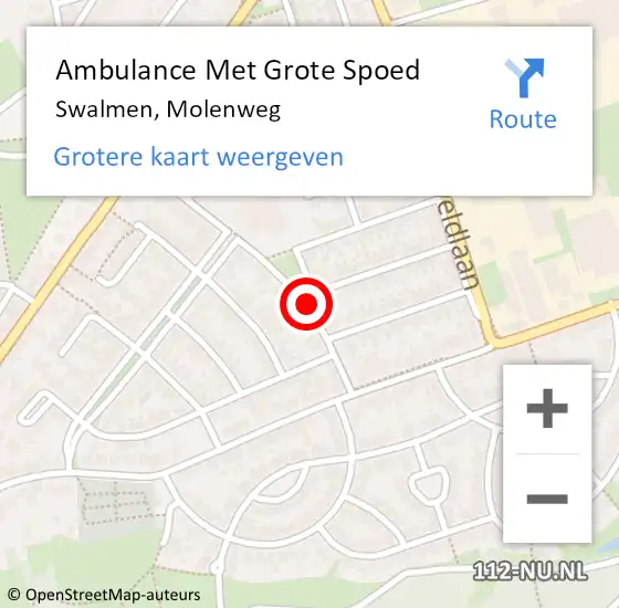 Locatie op kaart van de 112 melding: Ambulance Met Grote Spoed Naar Swalmen, Molenweg op 20 december 2021 21:25