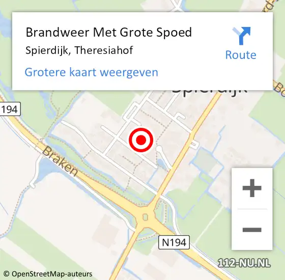 Locatie op kaart van de 112 melding: Brandweer Met Grote Spoed Naar Spierdijk, Theresiahof op 20 december 2021 21:40