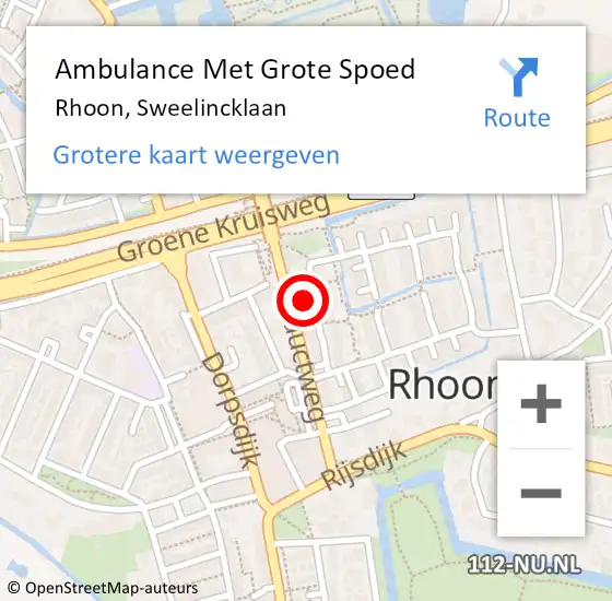 Locatie op kaart van de 112 melding: Ambulance Met Grote Spoed Naar Rhoon, Sweelincklaan op 20 december 2021 21:43