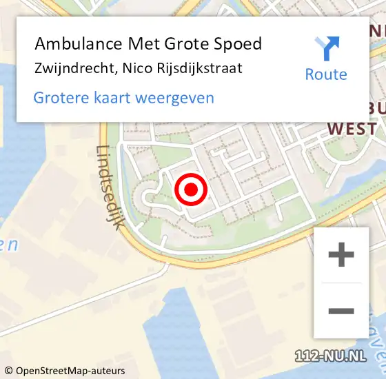 Locatie op kaart van de 112 melding: Ambulance Met Grote Spoed Naar Zwijndrecht, Nico Rijsdijkstraat op 20 december 2021 22:02