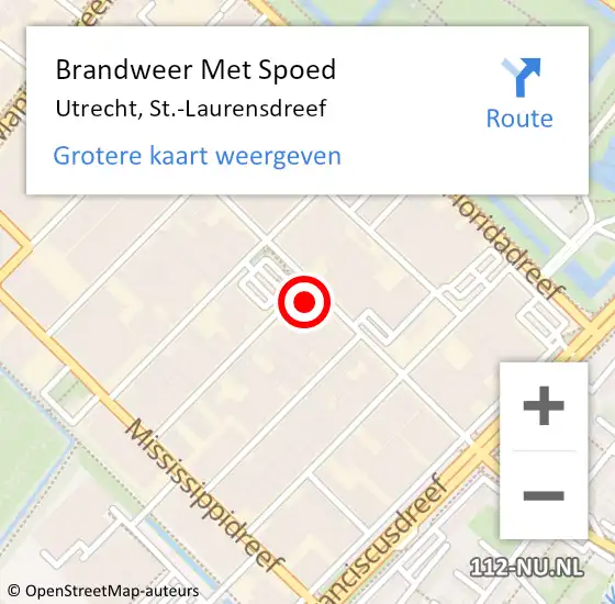 Locatie op kaart van de 112 melding: Brandweer Met Spoed Naar Utrecht, St.-Laurensdreef op 20 december 2021 22:21