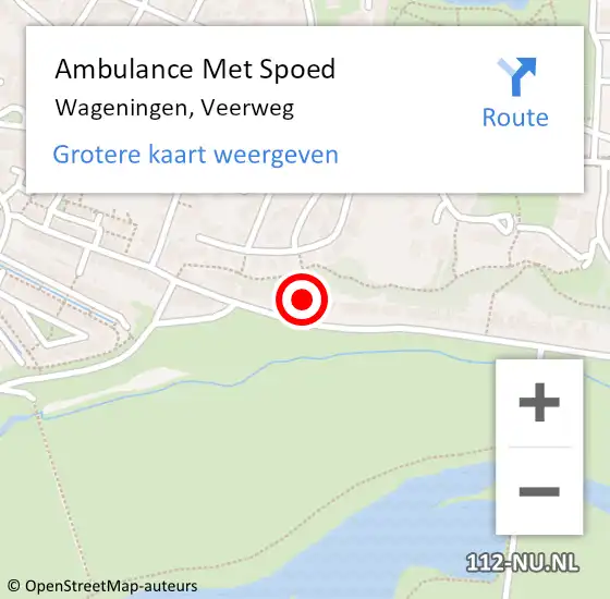 Locatie op kaart van de 112 melding: Ambulance Met Spoed Naar Wageningen, Veerweg op 20 december 2021 23:03