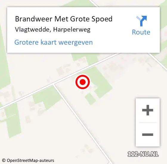 Locatie op kaart van de 112 melding: Brandweer Met Grote Spoed Naar Vlagtwedde, Harpelerweg op 20 december 2021 23:13