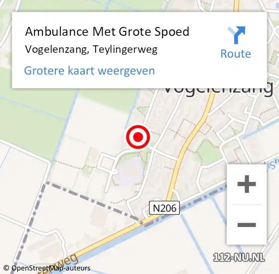 Locatie op kaart van de 112 melding: Ambulance Met Grote Spoed Naar Vogelenzang, Teylingerweg op 20 december 2021 23:54