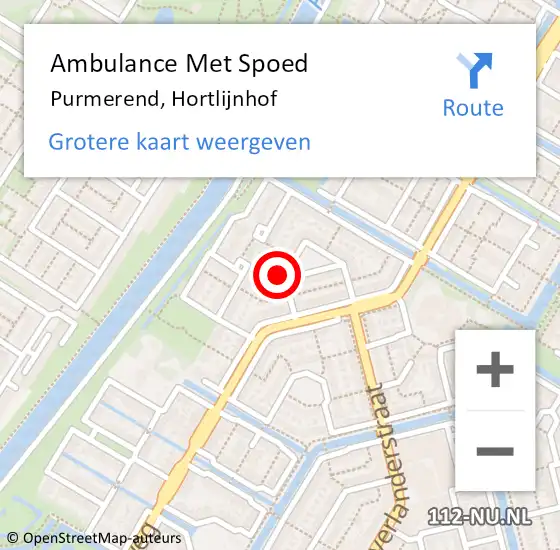 Locatie op kaart van de 112 melding: Ambulance Met Spoed Naar Purmerend, Hortlijnhof op 21 december 2021 00:56