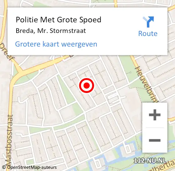 Locatie op kaart van de 112 melding: Politie Met Grote Spoed Naar Breda, Mr. Stormstraat op 21 december 2021 01:13