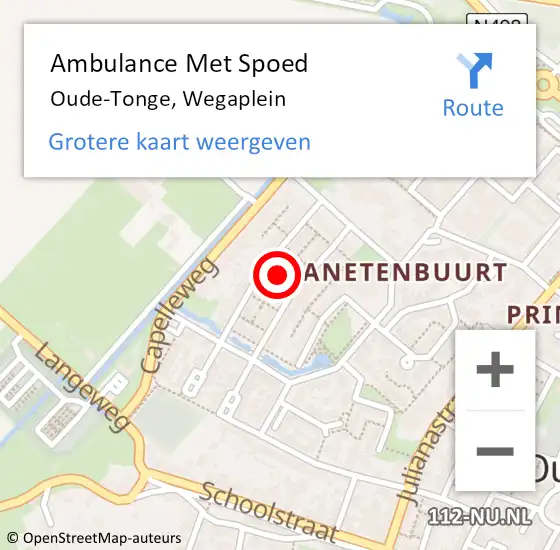 Locatie op kaart van de 112 melding: Ambulance Met Spoed Naar Oude-Tonge, Wegaplein op 21 december 2021 01:18