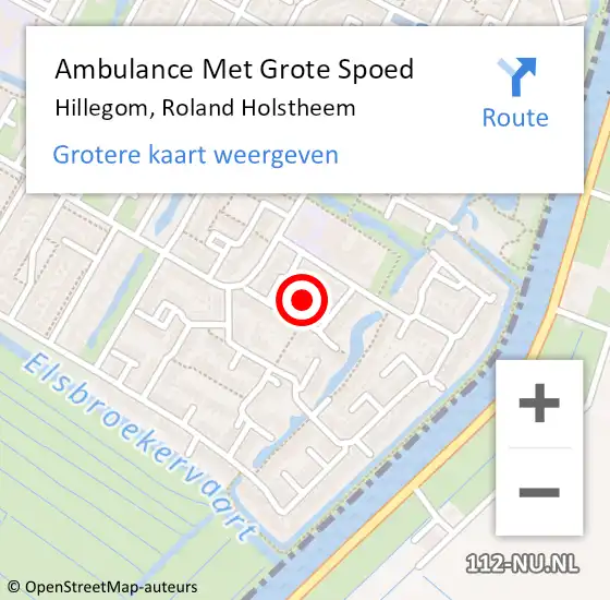 Locatie op kaart van de 112 melding: Ambulance Met Grote Spoed Naar Hillegom, Roland Holstheem op 21 december 2021 02:27