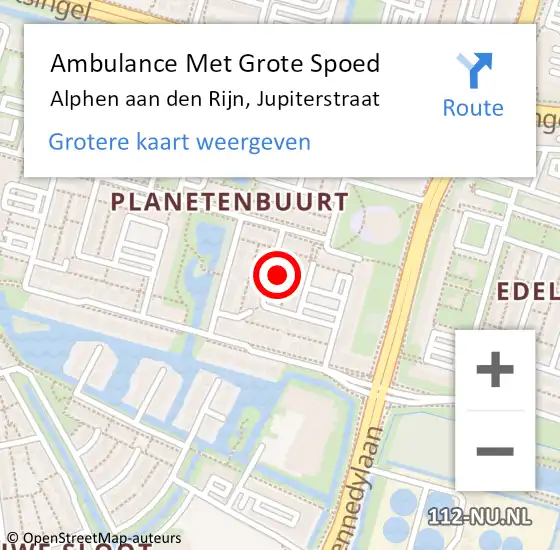 Locatie op kaart van de 112 melding: Ambulance Met Grote Spoed Naar Alphen aan den Rijn, Jupiterstraat op 21 december 2021 02:28