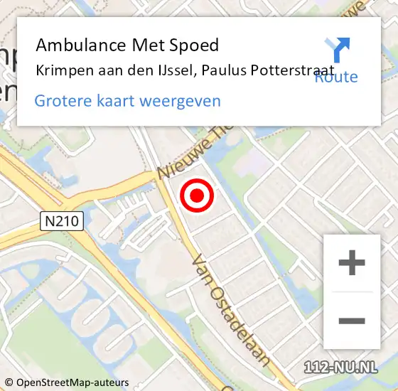 Locatie op kaart van de 112 melding: Ambulance Met Spoed Naar Krimpen aan den IJssel, Paulus Potterstraat op 21 december 2021 03:26