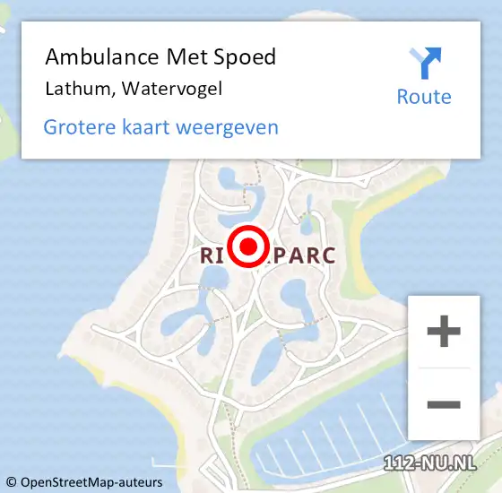 Locatie op kaart van de 112 melding: Ambulance Met Spoed Naar Lathum, Watervogel op 21 december 2021 03:42