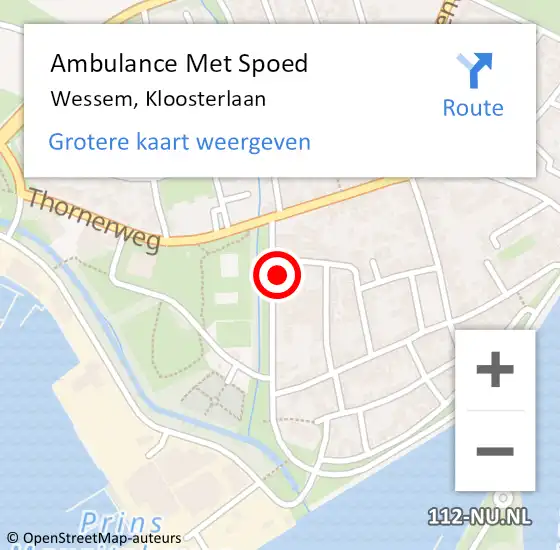 Locatie op kaart van de 112 melding: Ambulance Met Spoed Naar Wessem, Kloosterlaan op 2 juli 2014 22:18