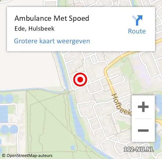 Locatie op kaart van de 112 melding: Ambulance Met Spoed Naar Ede, Hulsbeek op 21 december 2021 06:27