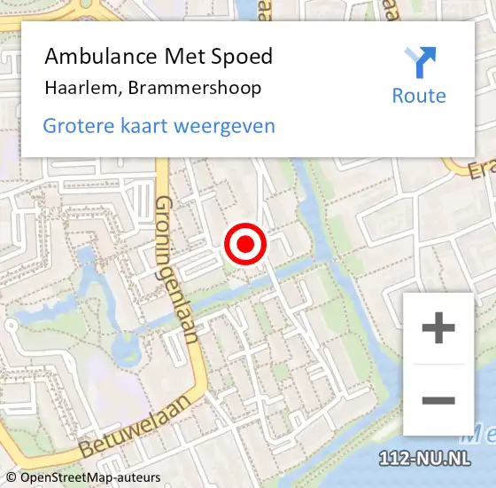 Locatie op kaart van de 112 melding: Ambulance Met Spoed Naar Haarlem, Brammershoop op 21 december 2021 08:46