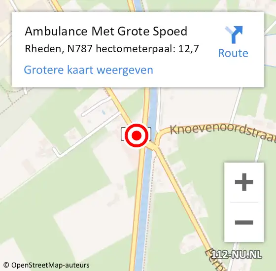 Locatie op kaart van de 112 melding: Ambulance Met Grote Spoed Naar Rheden, N787 hectometerpaal: 12,7 op 21 december 2021 08:47