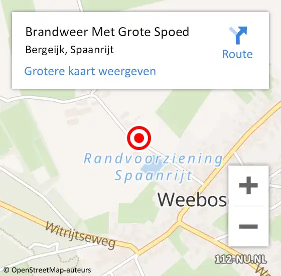 Locatie op kaart van de 112 melding: Brandweer Met Grote Spoed Naar Bergeijk, Spaanrijt op 21 december 2021 09:01