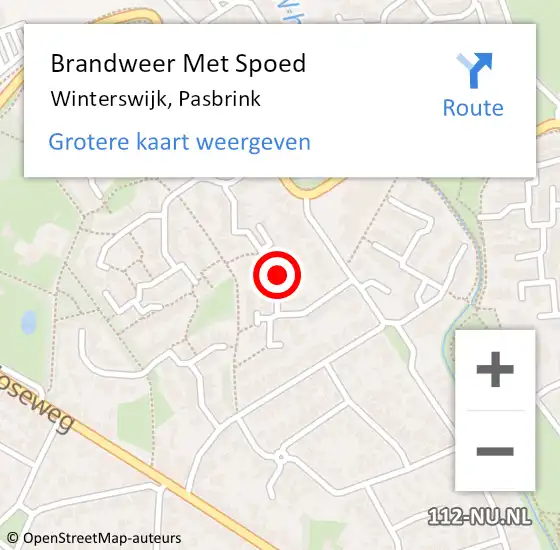 Locatie op kaart van de 112 melding: Brandweer Met Spoed Naar Winterswijk, Pasbrink op 21 december 2021 09:19