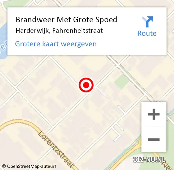 Locatie op kaart van de 112 melding: Brandweer Met Grote Spoed Naar Harderwijk, Fahrenheitstraat op 21 december 2021 09:33