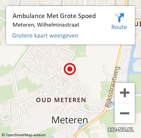 Locatie op kaart van de 112 melding: Ambulance Met Grote Spoed Naar Meteren, Wilhelminastraat op 21 december 2021 09:34