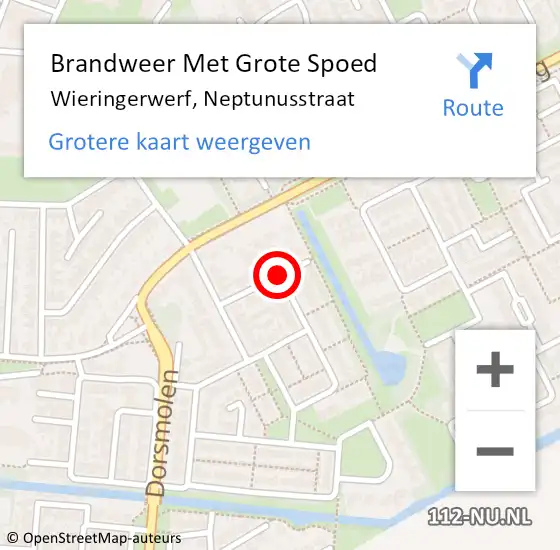 Locatie op kaart van de 112 melding: Brandweer Met Grote Spoed Naar Wieringerwerf, Neptunusstraat op 21 december 2021 09:35