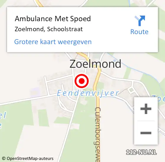 Locatie op kaart van de 112 melding: Ambulance Met Spoed Naar Zoelmond, Schoolstraat op 21 december 2021 09:38