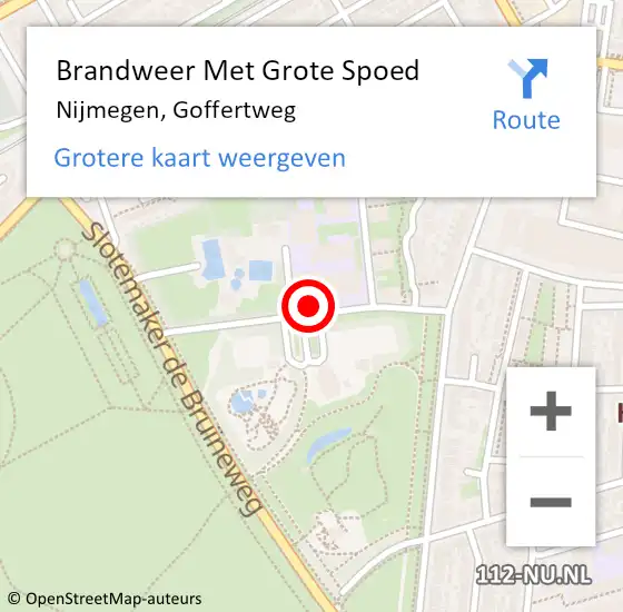 Locatie op kaart van de 112 melding: Brandweer Met Grote Spoed Naar Nijmegen, Goffertweg op 21 december 2021 09:40