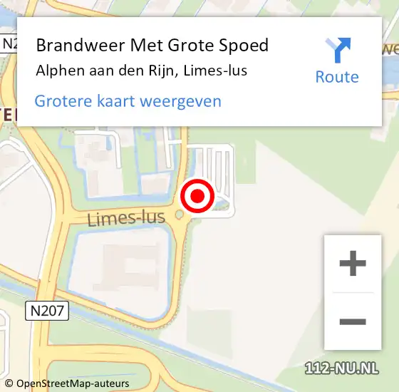 Locatie op kaart van de 112 melding: Brandweer Met Grote Spoed Naar Alphen aan den Rijn, Limes-lus op 21 december 2021 09:41