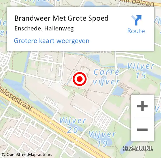 Locatie op kaart van de 112 melding: Brandweer Met Grote Spoed Naar Enschede, Hallenweg op 21 december 2021 09:53